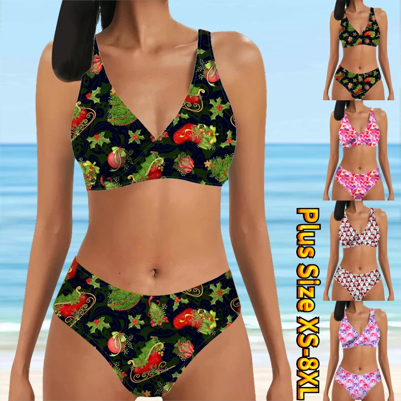 

2023 Swimwear New Women's Two Piece Bikini Women's Summer Fashion Swimming Bikini Sexy Beach Swimwear Fashion Print Bikini Set