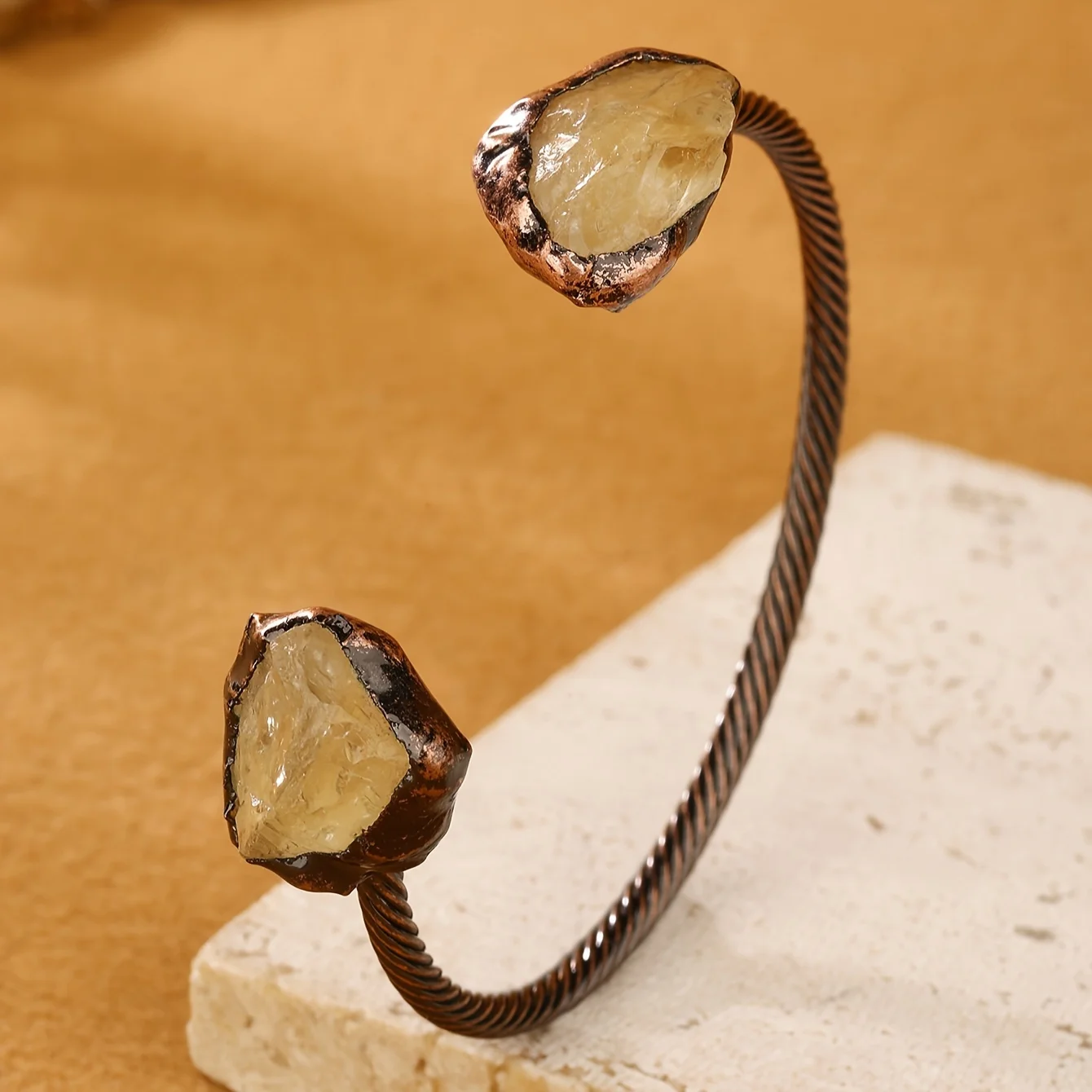 YEEVAA Vintage Style Adjustable Cuff Bracelet With Natural Amethyst, Citrine & Fluorite - Open Bangle For Women 6