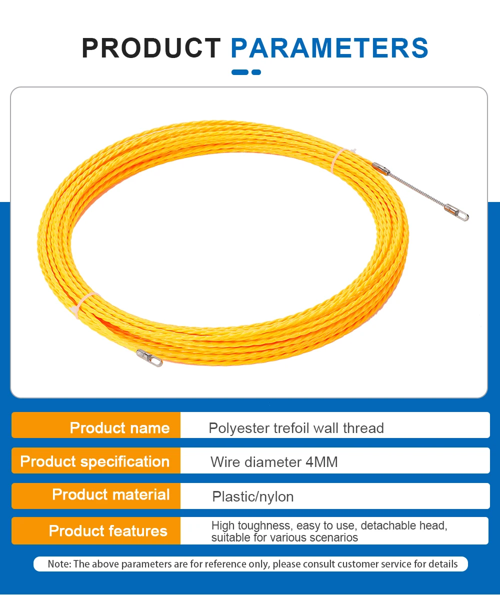 Description Picture 5 of item4mm Electrician Tape Conduit Ducting Cable Puller Tool 10-50M Fiberglass Rodder Fish Tape Cable Push Puller Wiring Installation