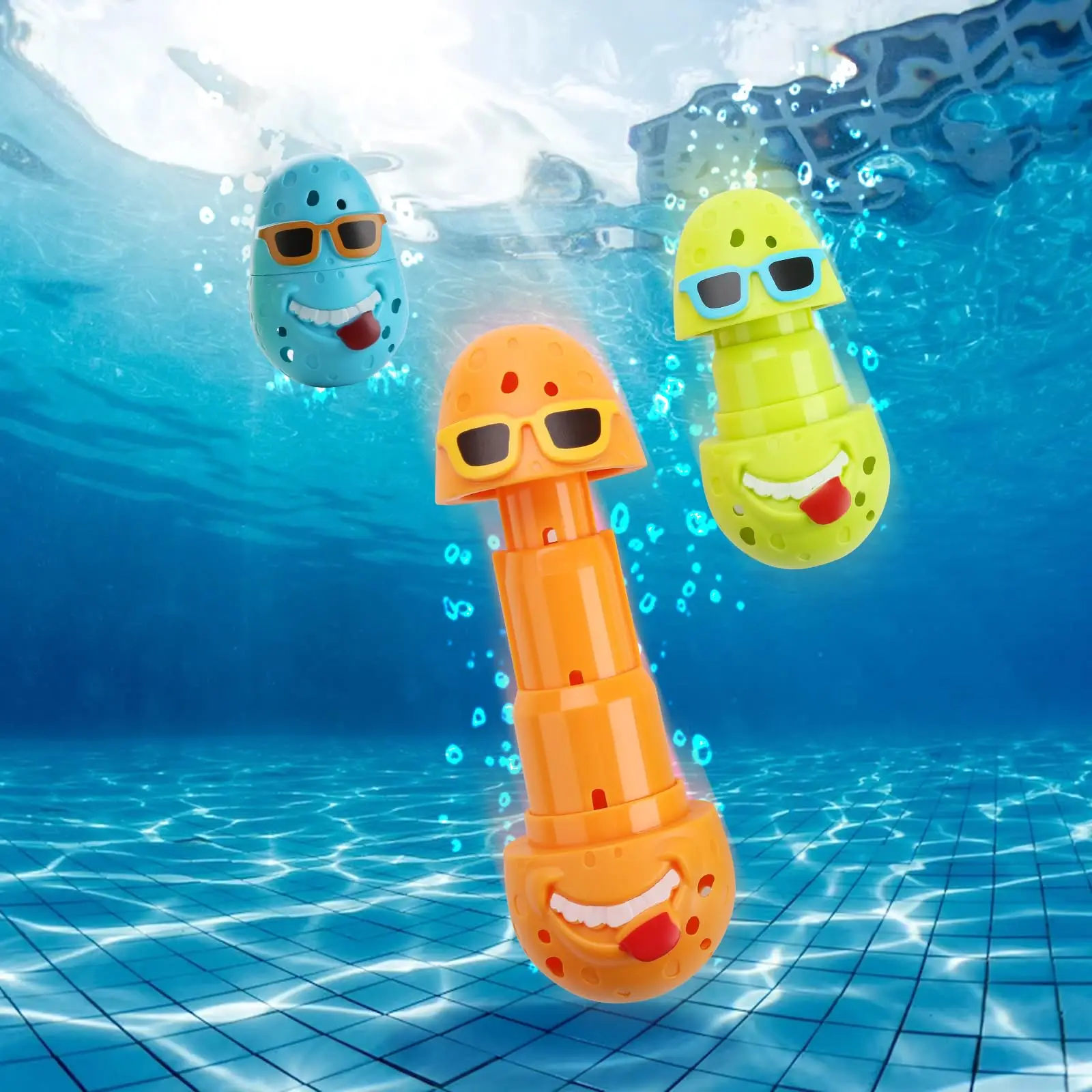 3pcs Clown Egges Swimming Toys Pool Diving Toys Cute Egg Diving Sticks Swimming Pool Dive Toys for Kids Summer Water