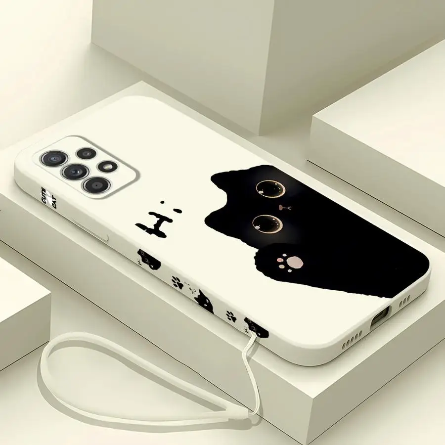 Cartoon Black Cat Phone Case - Sleek and Stylish Design
