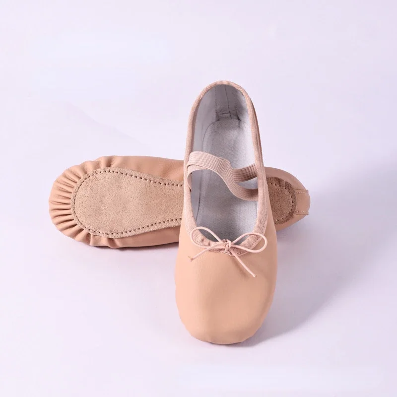 Women's Ballet Slippers Woman Danseuse PU Leather Professional Dancers Girls Kids Soft Sole Children Toddler Dance Shoes 1pc