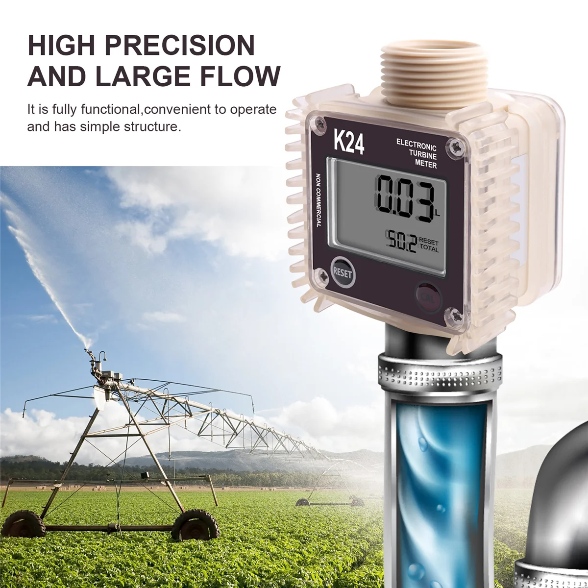 K24 Turbine Digital Oil Fuel Flow Meter Gauge for Chemicals Liquid Water