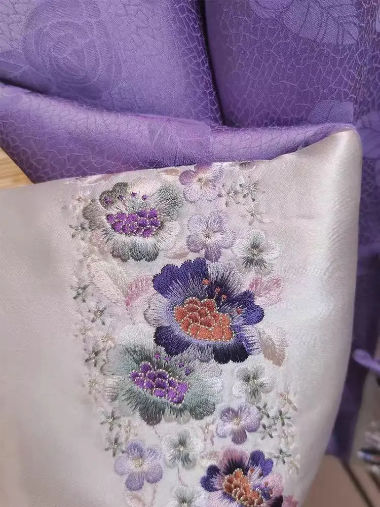Spring And Autumn New Chinese Style High-End O-Neck Retro Single Breasted Jacket Elegant Purple Jacquard +Embroidery Top S-XXL