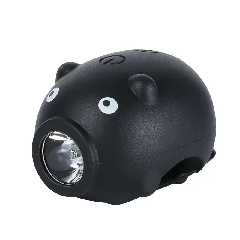 Cartoon Piggy Rechargeable MTB Bike Headlight with Horn - 3-Mode Handlebar Front Light