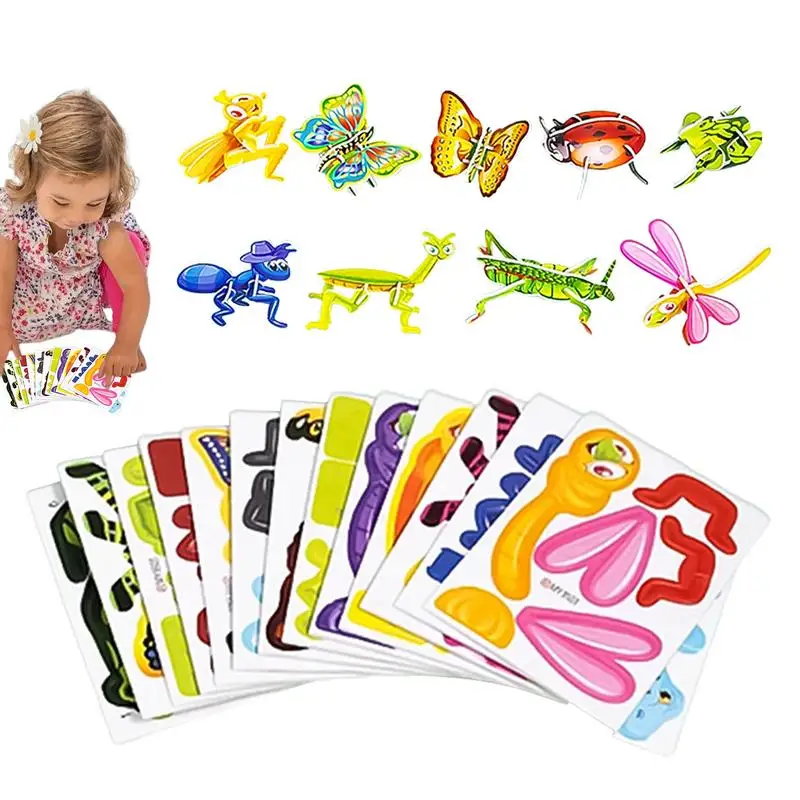 

DIY Animal Puzzle Set of 25 Children Interactive Toy Puzzle Paper Arts Puzzles in Bright Colors for School Amusement Park