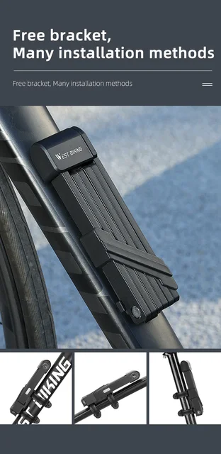 Lucchetto Pieghevole Bici - Acciaio Temperato, Antifurto, Con Supporto E 3 Chiavi, Per Bici, Moto, E-Scooter - Foto 10