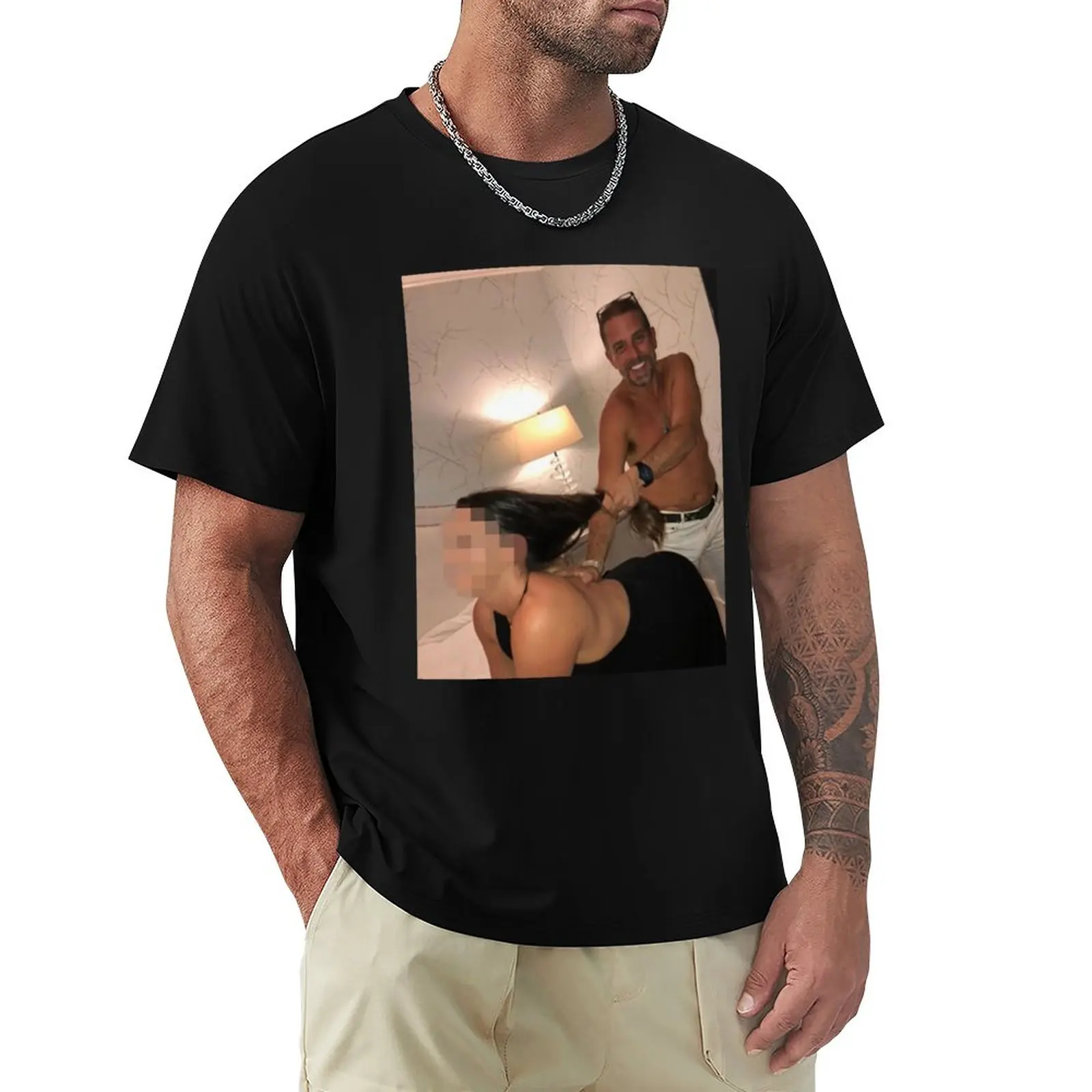 Hunter Biden Hair Pulling T-Shirt graphics summer top black t shirts for men