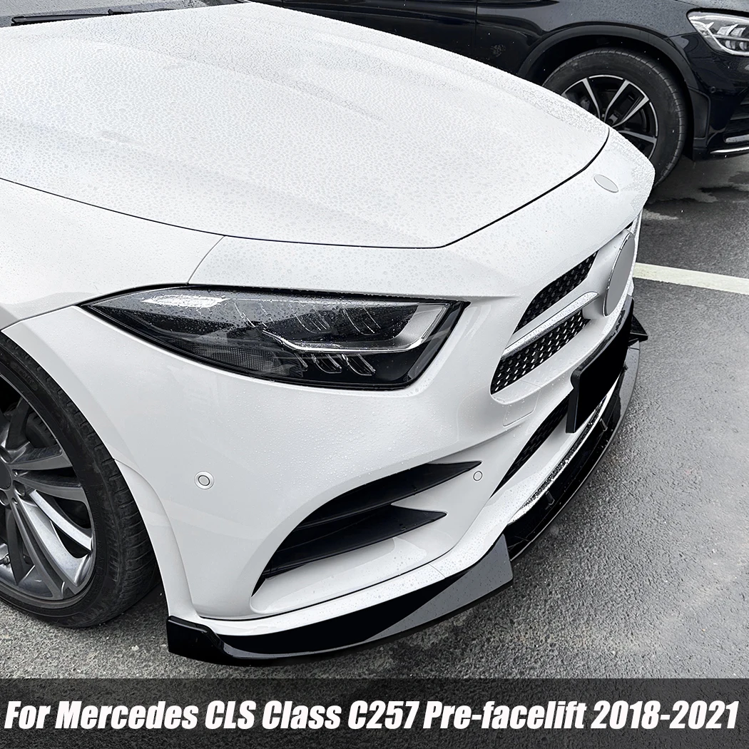 

Передний бампер для Mercedes CLS Class C257 Pre-facelift 2018-2021, комплект для губ, спойлер, бампер, сплиттер для губ, аксессуары, блеск, черный