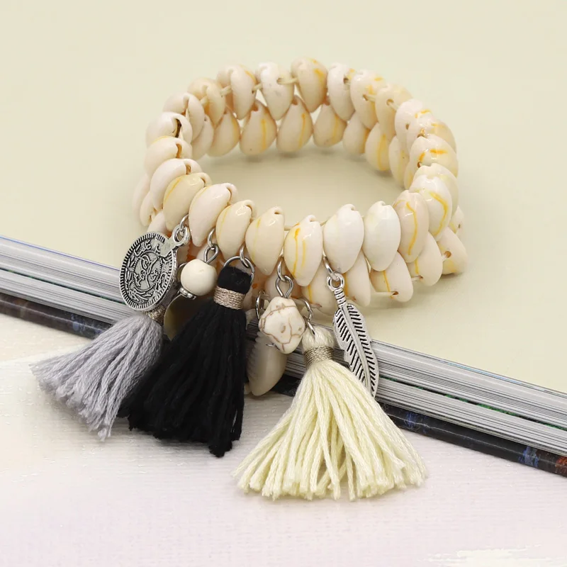 Beaded Bracelet Bracelets for Women Boho Handmade Jewelry Shell Tassel Alloy Charms Female Girl Gifts Accessories
