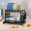 Kitchen bowl rack, drain rack，1pc Double-layer Tableware Drain Rack, Chopsticks Water Cup Cutting Board Kitchen Storage Rack, La 4