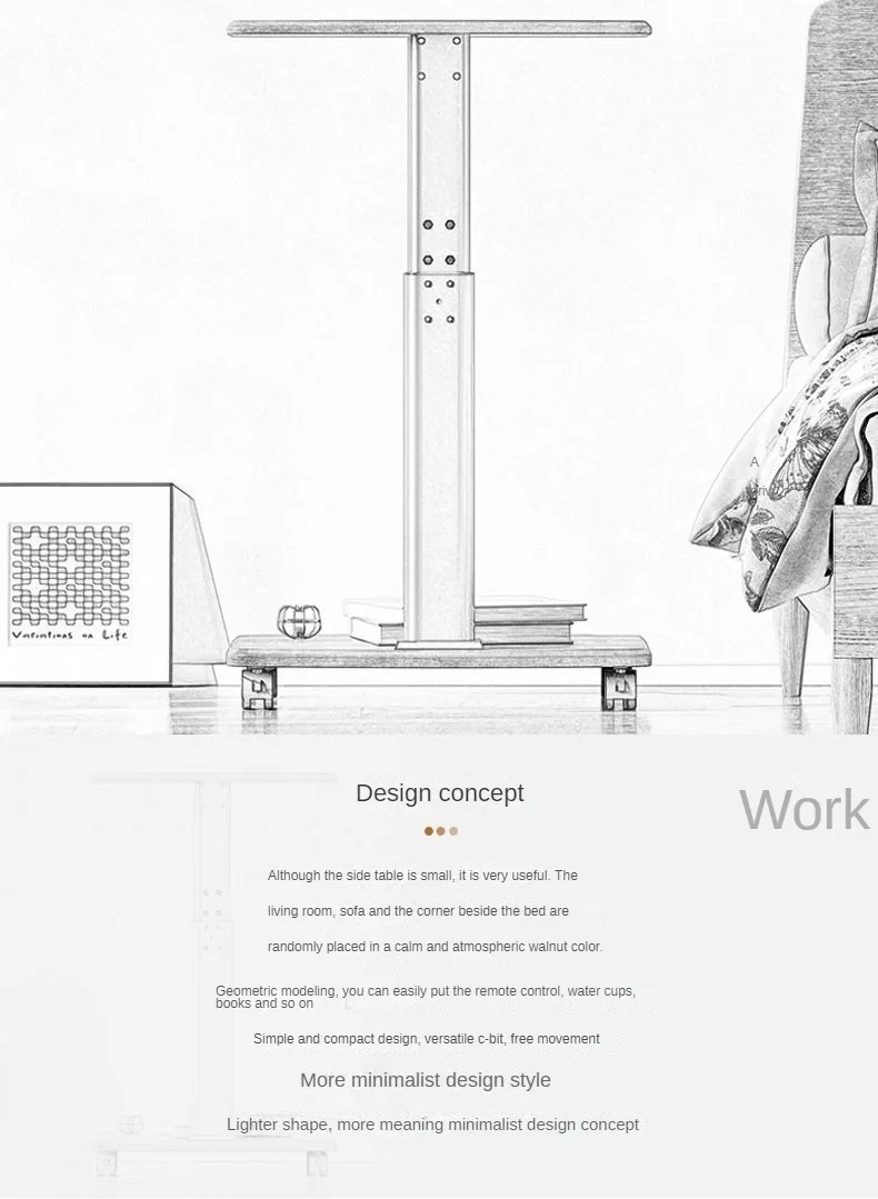 Description Picture 4 of itemMultifunctional Sofa Side Rack Table Household Tea Table Bedside Table Table Mobile Storage Rack for Computer with Wheel