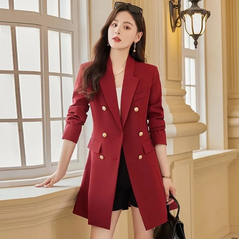 Professional Women's Autumn/winter 2024 Fashion Goddess Fan Shouwaist British Style Double-breasted Temperament Windbreaker