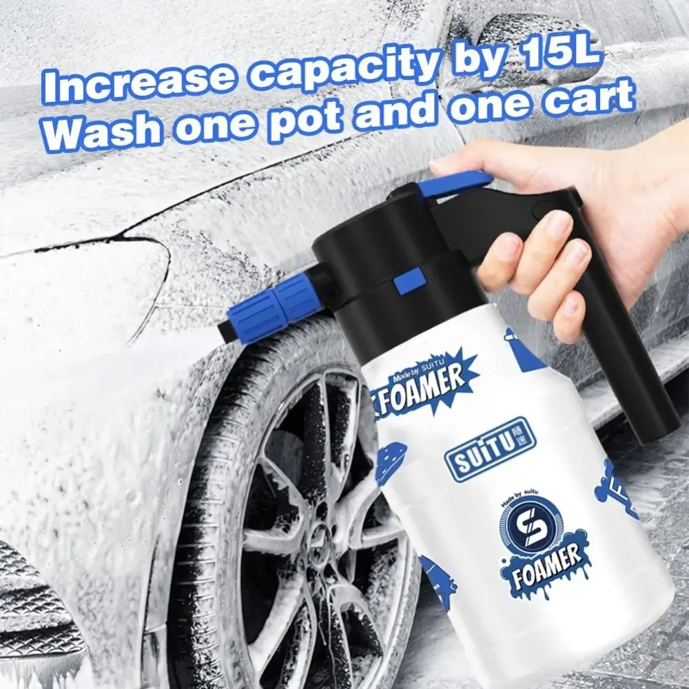 DIY Cartoon Sticker 1.5L Electric Car Wash Foam Spray Bottle Car Borne Handheld Spray Sprinkler Effortless Wash Tool