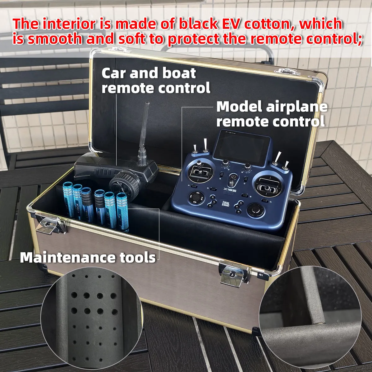 Émetteur-récepteur radio RC étanche antichoc avec étui aluminium