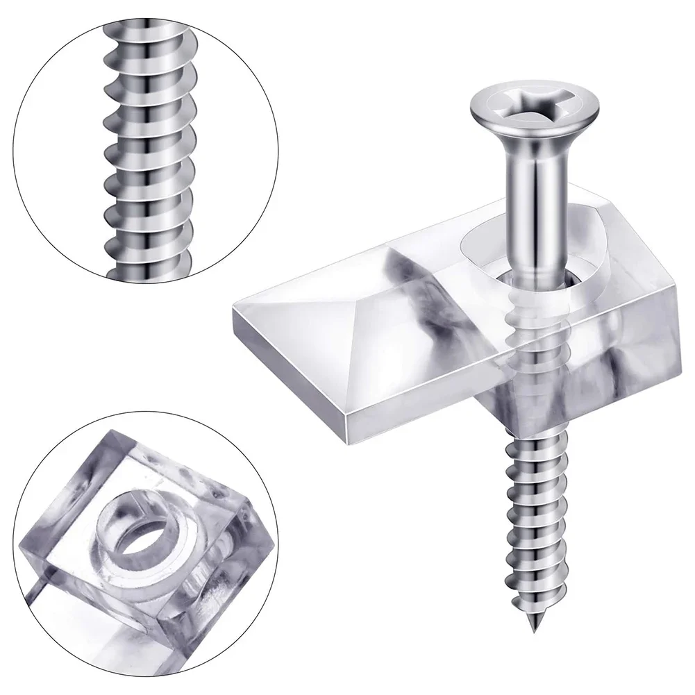 Corner Knob Holder Clips 20 Sets Clips Kit Crystal Clear Mirror Clip Of Mirror Holder Plastic Reliable Transparent 4