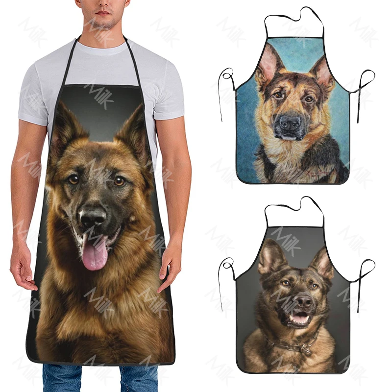 

Funny Kitchen Apron 3D Funny German Shepherd Dog Apron for Men Women Cooking Baking BBQ Home Cleaning Tools