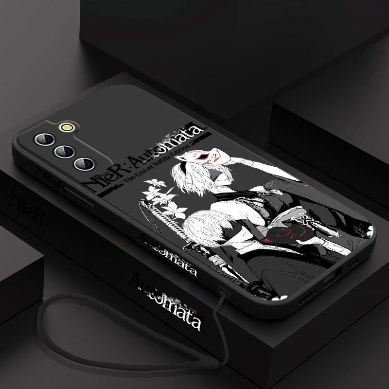 thumbnail image 1 of Funda de teléfono de Anime NieR Automata para Samsung Galaxy S24, S23, S22, S21, S20 Pro, FE Plus, Ultra líquida, cubierta de cuerda izquierda, 1 of 5