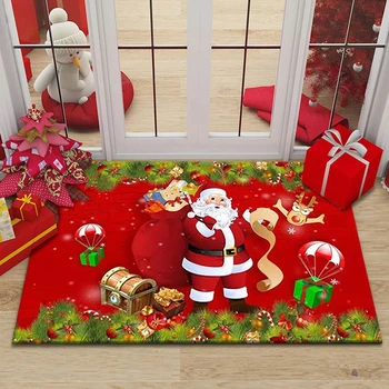 Merry Christmas Santa Claus Home Entrance Decoration Carpet Door Mat Non-Slip Hallway Bedroom Bathroom Mat Living Room Rugs