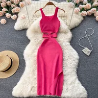 YuooMuoo Women Dress Sexy Cut Out Waist Package Hips Split Bodycon Dress Summer Fashion Lady Knitted Party Vestidos Sundress - Image 4
