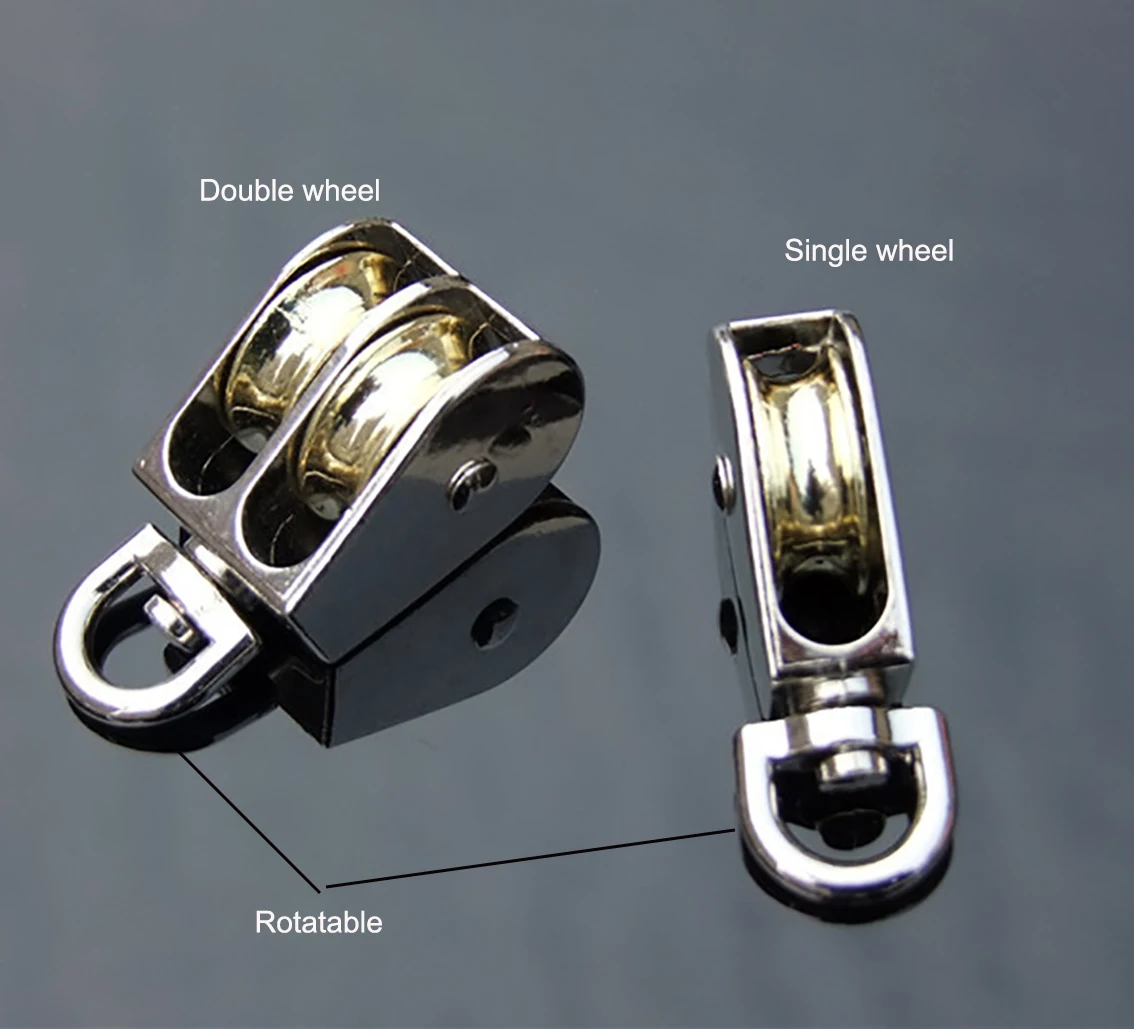 Swivel Metal Sheave 43/58/86mm Zinc Alloy Pulley Crown Block And Tackle Lifting Wheel Mini Single/Double Pulley For DIY 2