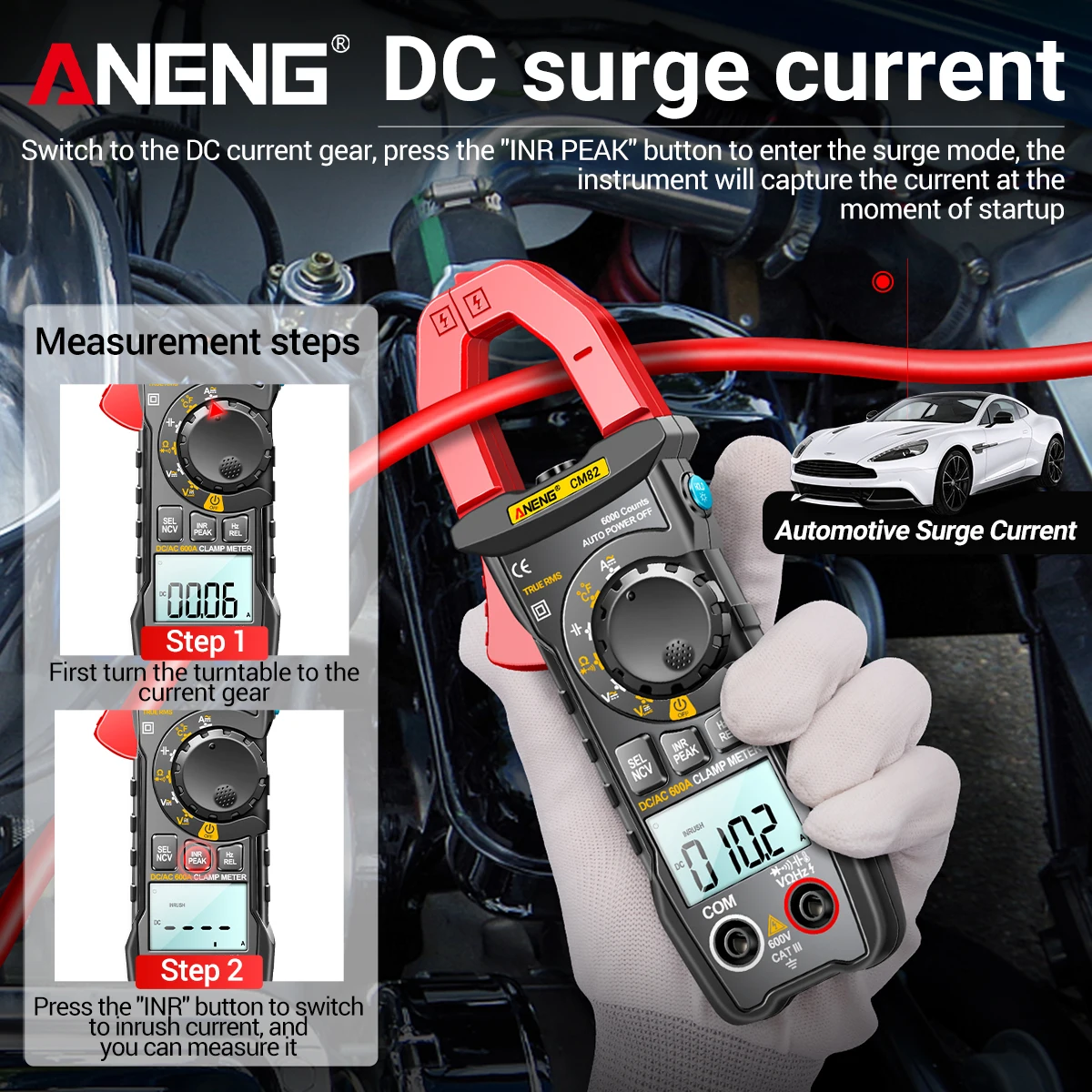 ANENG CM82 Digital Clamp Meter 6000 Counts True RMS NCV 600V Voltage 600A DC/AC Current Digital Multimeter Clamp Current Meter digital multimeter multimeter tester