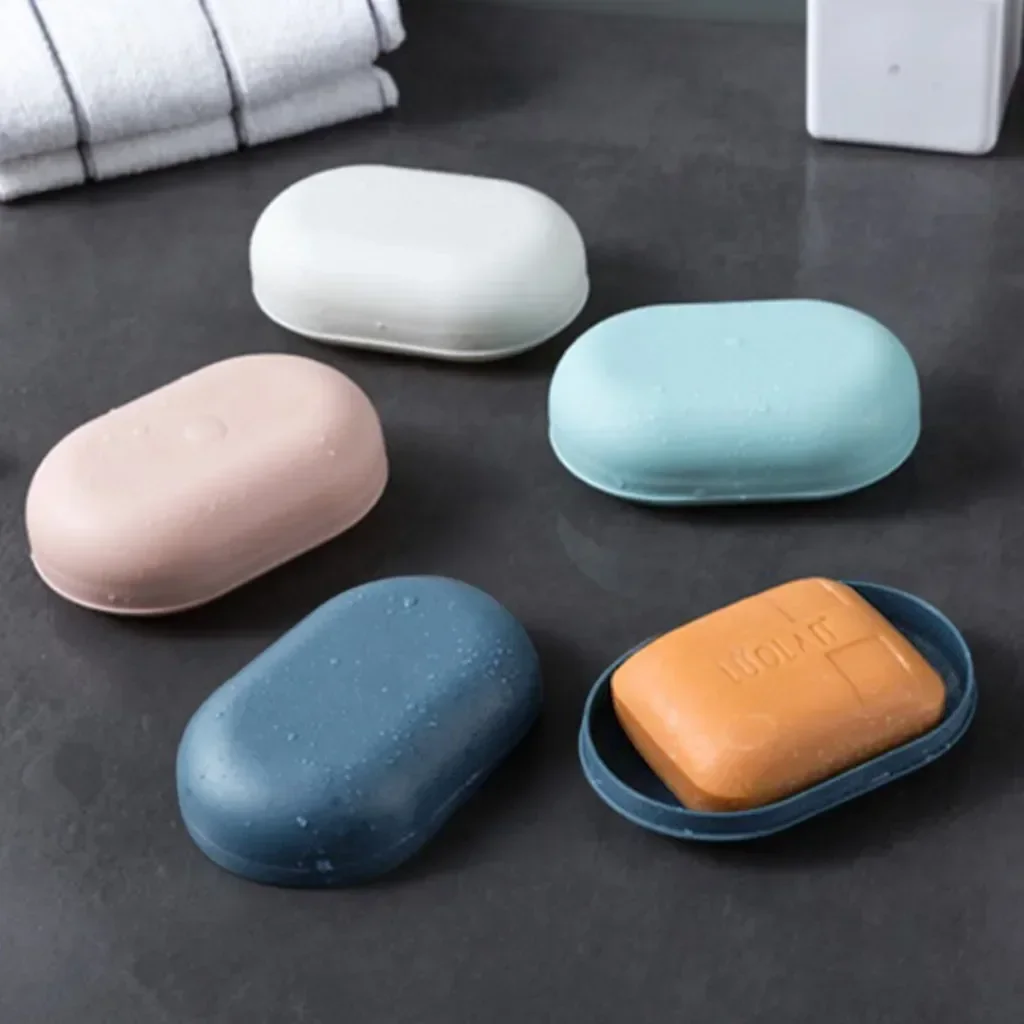 Plastic Bathroom Shower Soap Box With Lids Travel Portable Small Soap Tray Dish Storage Holder Plate Home Container soap box