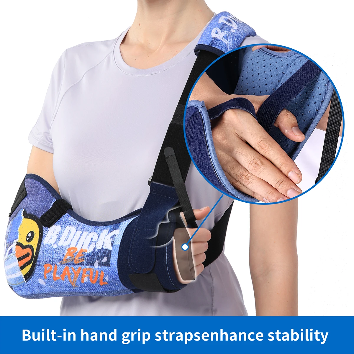 Arm Sling Support VELPEAU Arm Sling Support Sponge For Rotator Cuff Elbow Injury and Hand Fracture Shoulder Sling With Waist Strap Skin Friendly