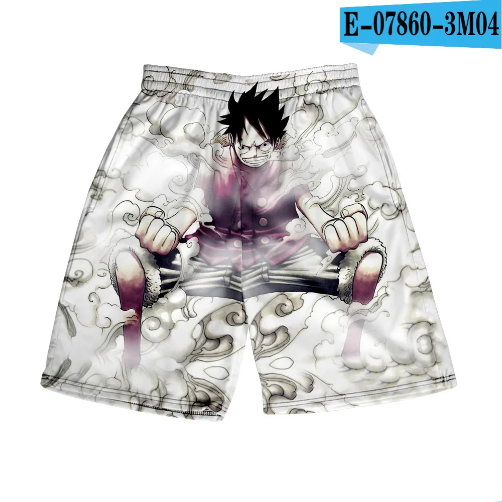 thumbnail image 1 of Pantalones cortos con estampado digital 3D de anime ONE Piece Monkey D Luffy Roronoa Zoro Ace Edward Newgate Kaidou, pantalones cortos casuales holgados para playa, 1 of 5