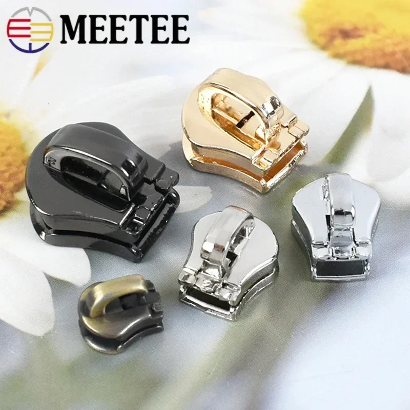 3# 5# 8# 10# Zipper Slider for Metal Zip Tape Bag Clothes Zippers Head Pull Repair Kit Luggage Zips Lock Accessory Meetee 10Pcs zipper repair kit zipper pullers zipper sliders zipper heads