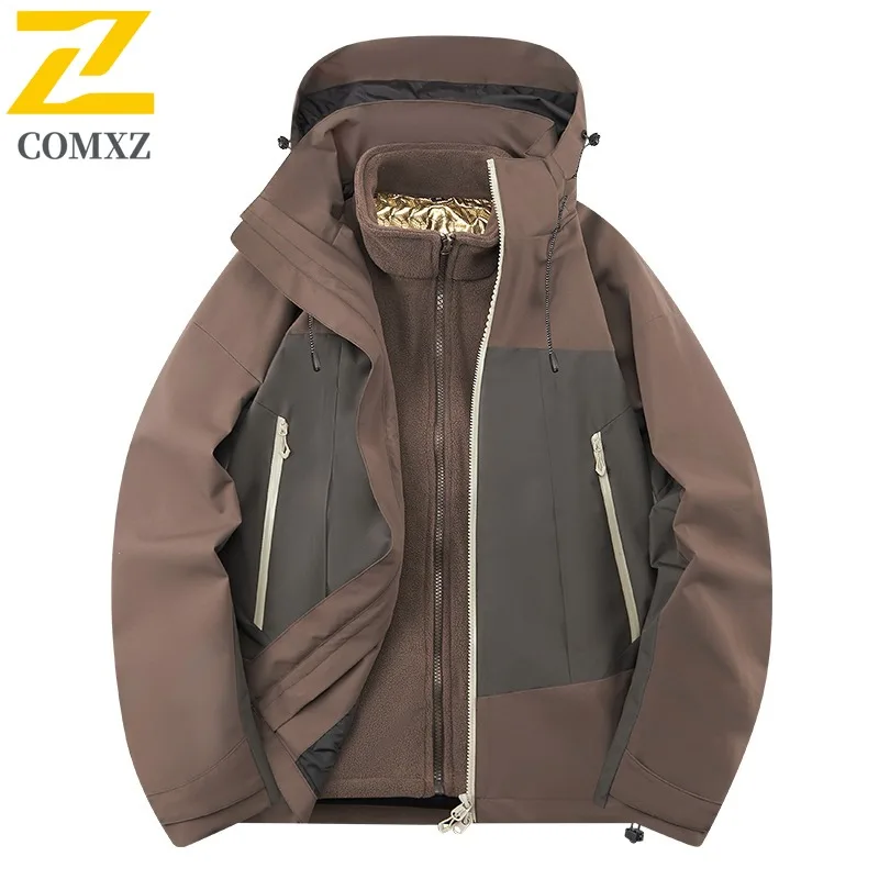 COMXZ Mens Jacket Lightweight Mountaineering Windproof Motorcycle Jackets 2025 Cycling Cold Protection Winter New Outerwear