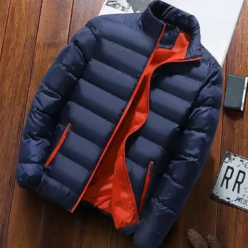 Parka da uomo autunno inverno cappotto imbottito ispessito colletto alla coreana tasche larghe con cerniera giacca da uomo soprabito cappotto di cotone caldo spesso 1