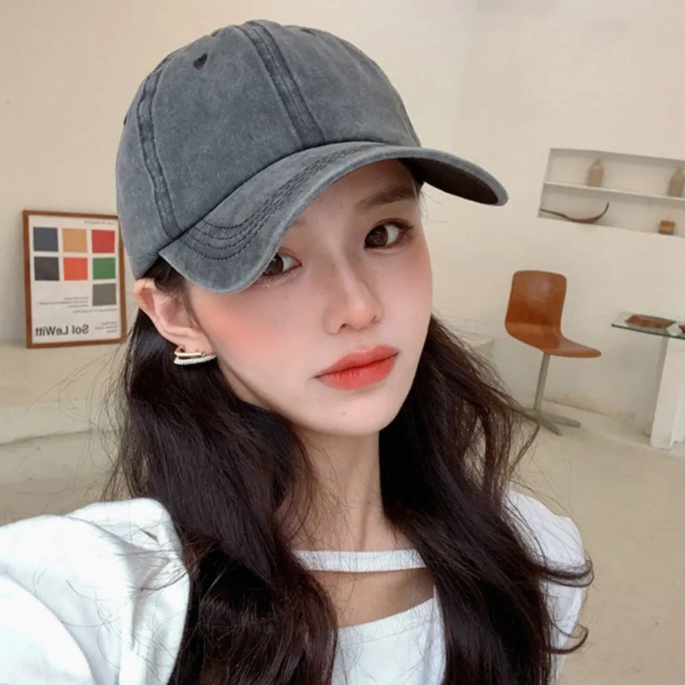 

Retro Fashion Design Snapback Hat Matching Water Washing Denim Men Baseball Hat Korean Style Cap Shading Hat Female Peaked Cap