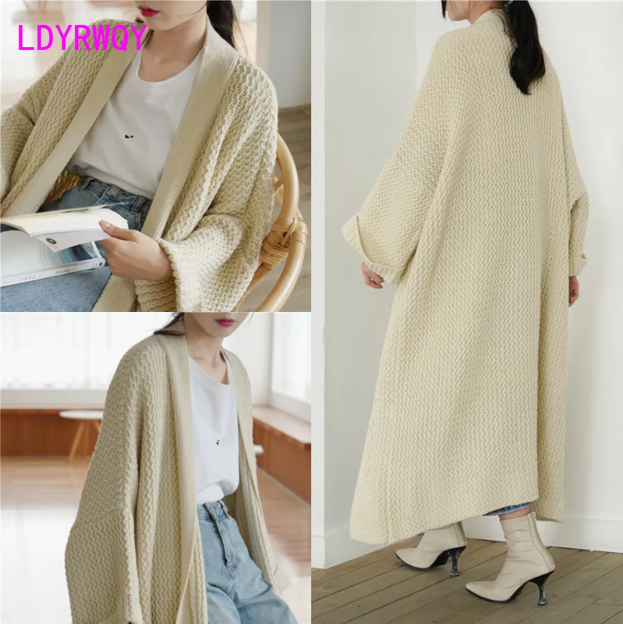 FashionSierra - Winter Medium Length Knitted Cardigan Thickened Loose Fried Dough Twist Sweater main image 0