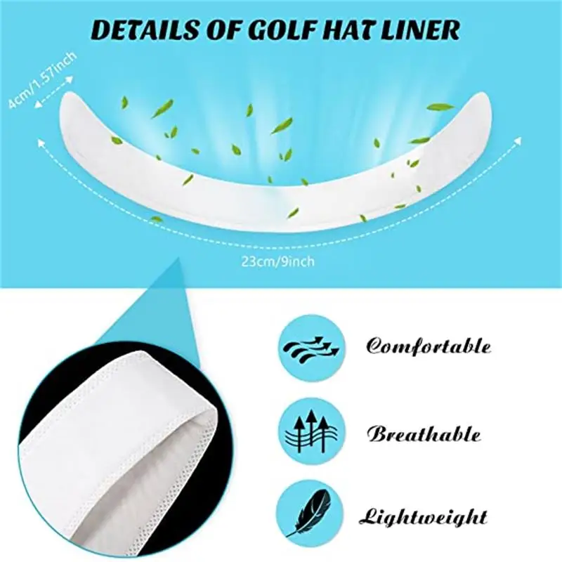 10Pcs Disposable Hat Anti Sweat Pads Invisible Anti-dirty Sweat Baseball Cap Absorbing Stickers Strip Cap Stick Liner Pads