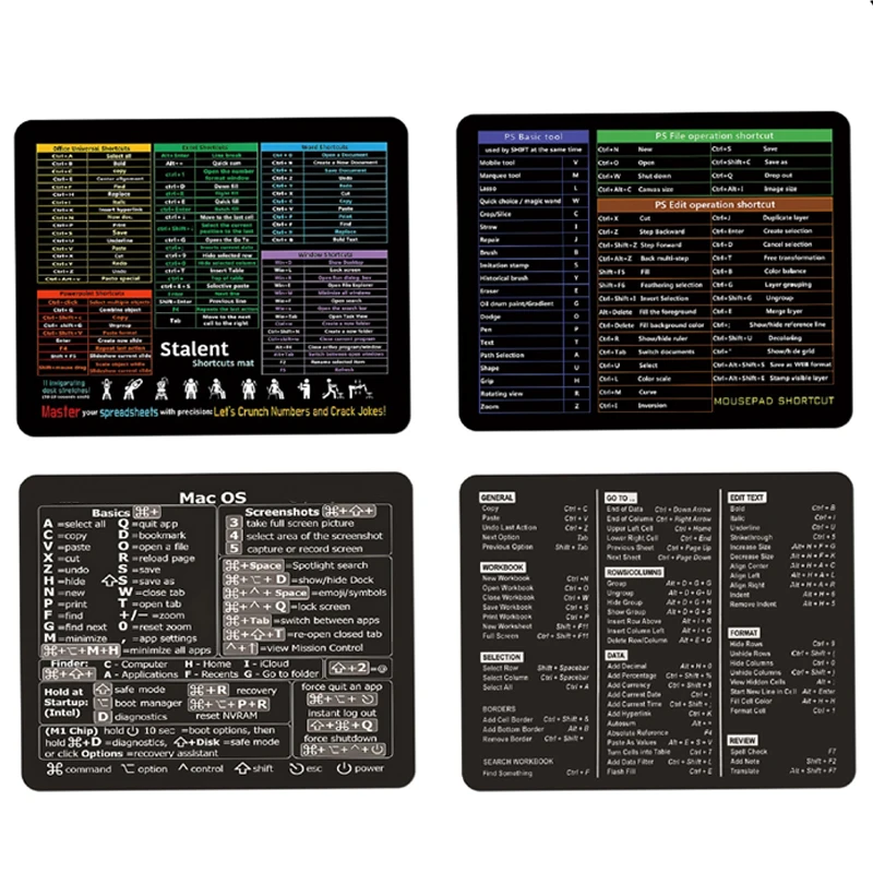 Mac OS System Anti-Slip Keyboard Small Mouse Pad Office Software Shortcuts Pattern Desk Computer Pad Cheat Sheet Desk Mat