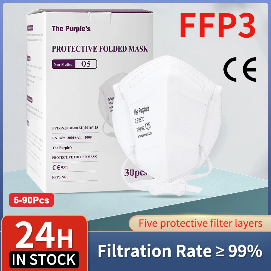 

Thickening FFP3 NR Face Mask Five-Layer Head Straps Respirator Dust-Proof Anti-Fog Pollution Filtering Masks Fast Delivery