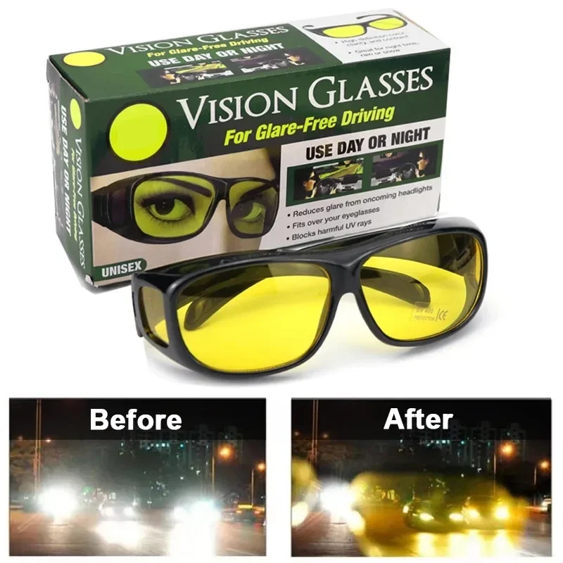 Car Night Vision Sunglasses Safety Driving Goggles Night Driving Glasses Unisex Sun Glasses UV Protection Sunglasses night vision sunglasses driving glasses anti glare sunglasses