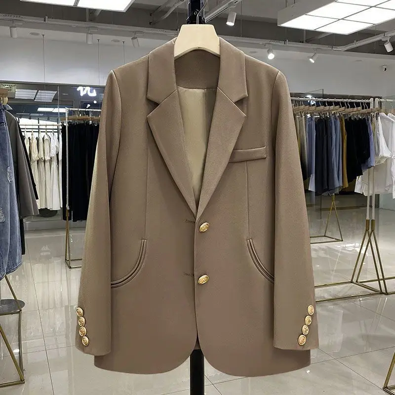 suit jacket, women's high-end feeling, spring and autumn Korean  new  mid length  suit women's top trend
