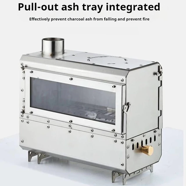 Portable Outdoor Tent Stove with Chimney Pipe Stainless Steel Folding Wood Picnics BBQ Stove Estufas De Cocina.