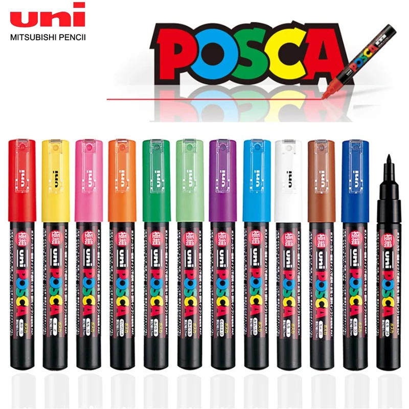 Uni Posca Paint Marker PC-1M 21 Colors 0.7mm Extra Fine Point Bullet Nib Acrylic Painting Marking Drawing Graffiti Pens 1pcs, marker pens,color marker pens,pen marker,paint marker pen,markers pen,marker pen,acrylic paint markers,art marker pens,art markers,colored pens