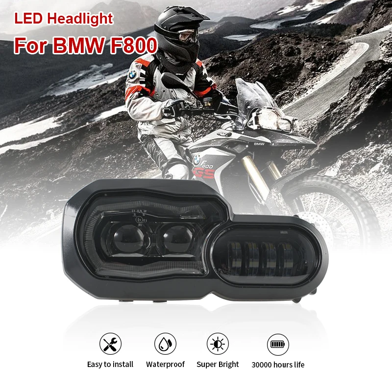 

New LED Lens Headlamp Assembly Headlight Guide Angel Eyes For BMW F800GS/F700GS