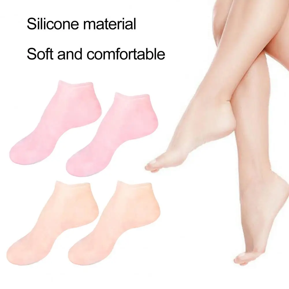 

2 Pairs Silicone Pedicure Socks Hydrate Smooth Dry Feet Anti-Slip Elastic Silicone Socks For Better Balance