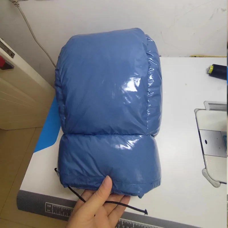 ABDL 성인용 다운 필드 캡 모자 부드럽고 푹신한 광택 방수 후드 탄성 드로스트링 고정 랩 초경량 따뜻한 모자 수제