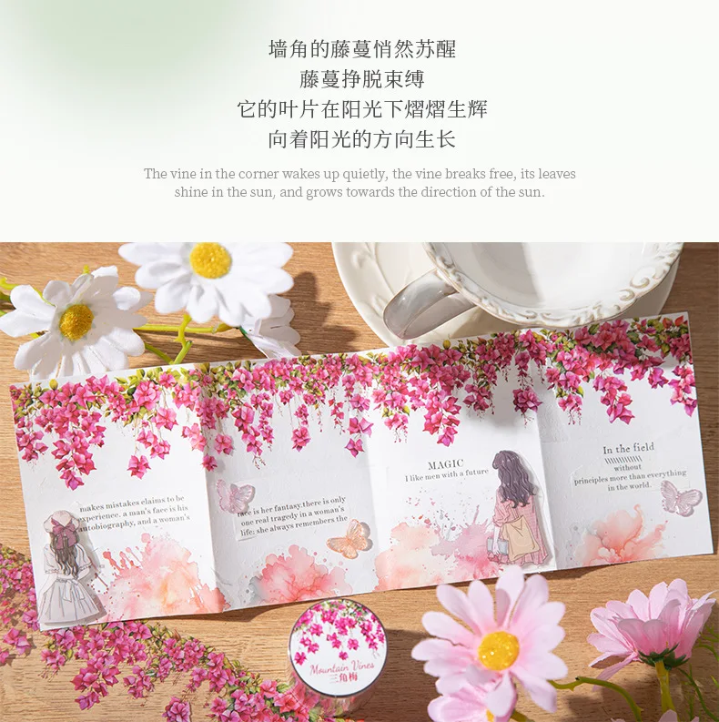 Sbd8ec5dff86c4f3daecc2d8ffd4e41a0r 5x200cm 1 roll INS Fresh vine theme PET tape Stickers Adhesive DIY Scrapbooking Diary Scrapbooking Collage material Scrapbooking Mallzona