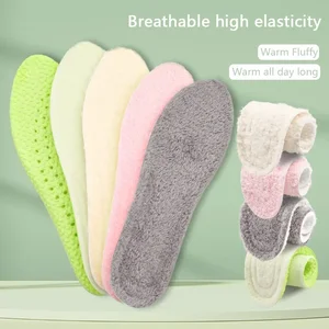 Thicken Foot Thermal Shoe Insole for Women Men Winter Alpaca Wool Insoles Soft Plush Warm Breathable Snow Boots Shoes Heat Pads
