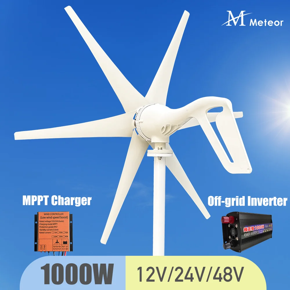 600w 800w 1000w เครื่องกําเนิดไฟฟ้ากังหันลม Windmill 12v 24v เครื่องใช้ในบ้าน Camping ฟรีพลังงานเครื่องกําเนิดไฟฟ้า MPPT controller 1