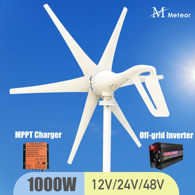 600w 800w 1000w เครื่องกําเนิดไฟฟ้ากังหันลม Windmill 12v 24v เครื่องใช้ในบ้าน Camping ฟรีพลังงานเครื่องกําเนิดไฟฟ้า MPPT controller 1