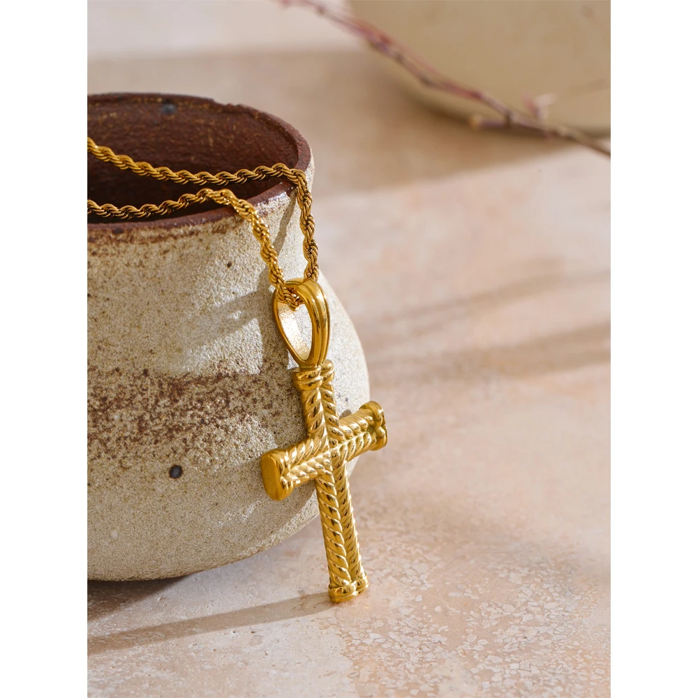 Yhpup Stainless Steel Cross Pendant Waterproof Jewelry