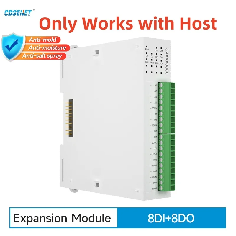 I O Network Modules 8DI+8DO Expansion Remote IO Module RS485 Ethernet CDSENET GAXAX8080 Analog Switch Acquisition Modbus TCP RTU Works with Host